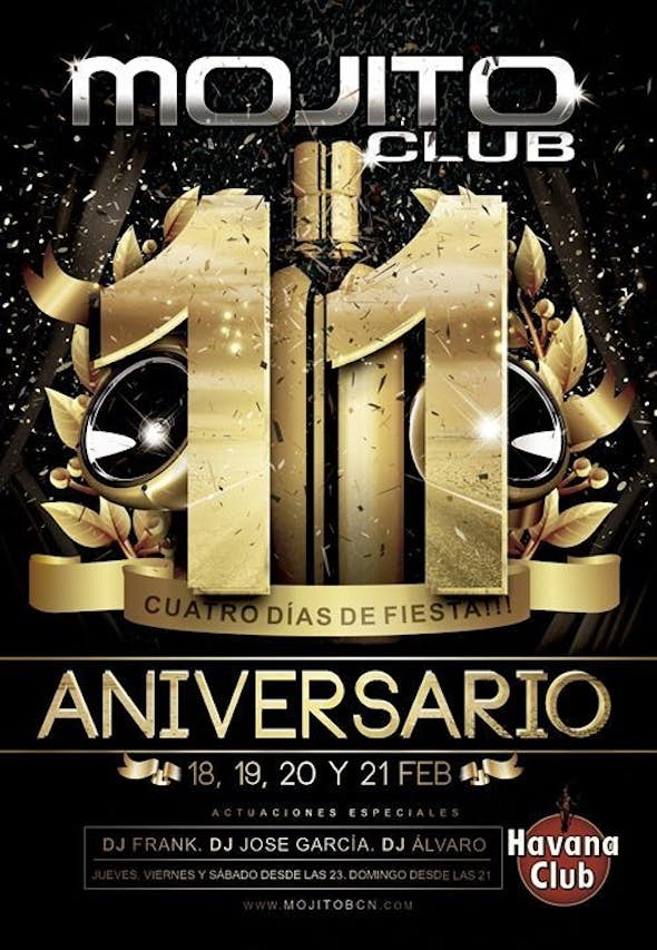 11º Aniversario Mojito Club Barcelona - 4 noches - 4 fiestas!