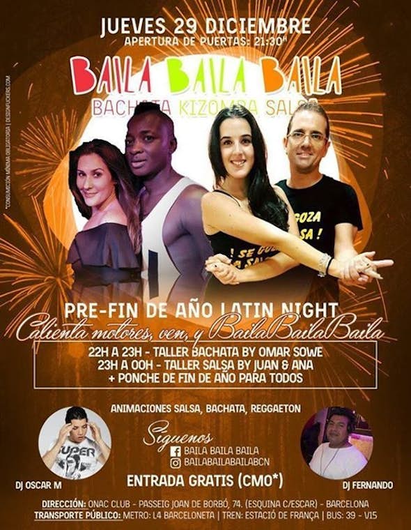 LATIN NIGHT PRE-NEW YEAR'S EVE "Bachata & Salsa workshop"