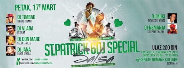 Velika Green St.Patrick salsa žurka / 17. Mart / 6 DJ - CUK