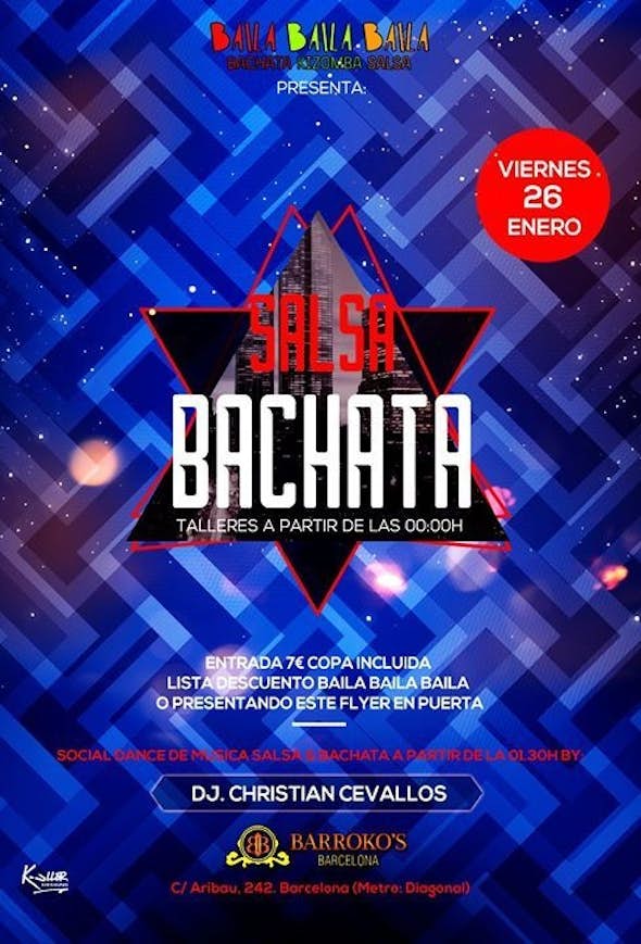 Bachata & Salsa Workshop + Friday Party 26 January 2018