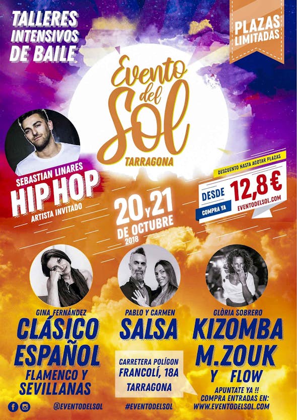 Evento del Sol - Fin de semana Intensivo en Tarragona - Salsa, Kizomba, Zouk, Flamenco y Sevillanas