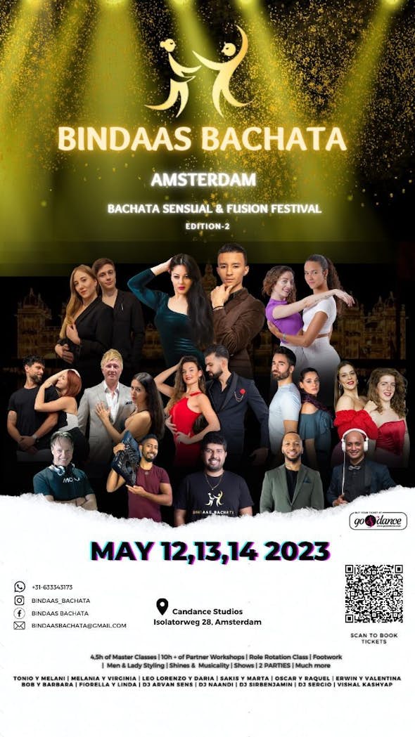 BINDAAS BACHATA Amsterdam (Bachata Sensual & Fusion) Festival -  Edition 2 - May 12,13,14 2023 